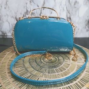 Teal Patent Leather Crossbody Purse